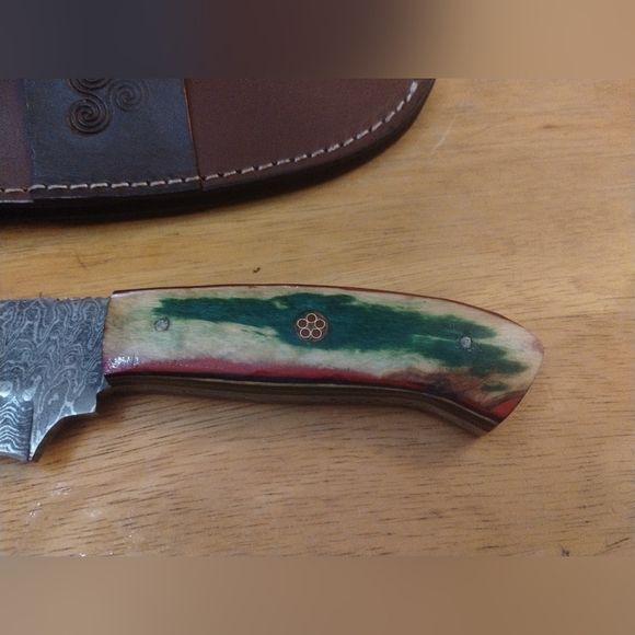 New Damascus steel blade men's hunting knife with sheath - Picture 3 of 8